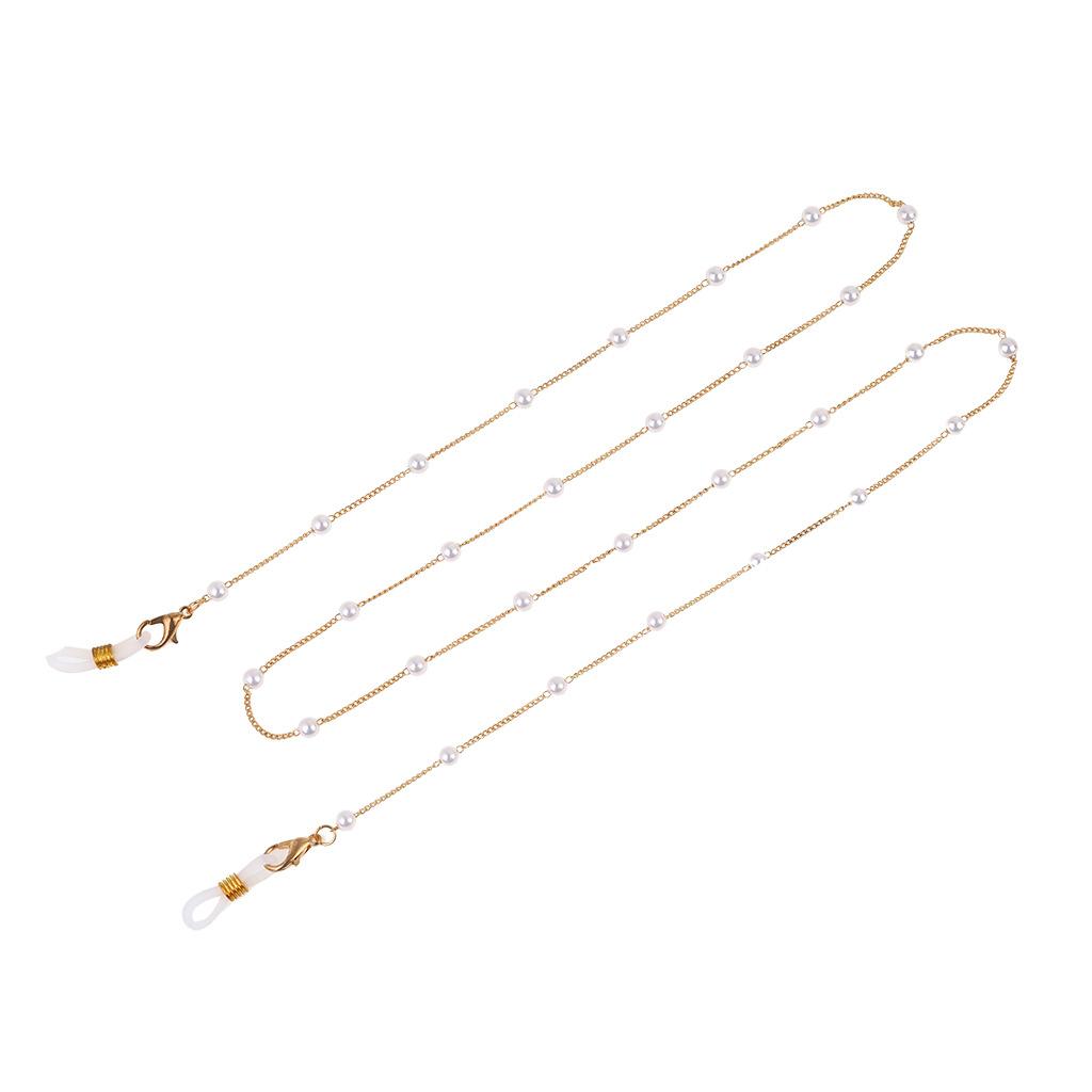 Eyeglass Chain White Plastic Bead Pearl Heart Charm Eyewear Retainer Glasses Holder Strap Women Necklace Gift