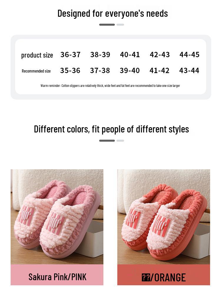 Cozy Winter Plush Cotton Slippers for Couples - Lightweight, Soft Sole Indoor Shoes