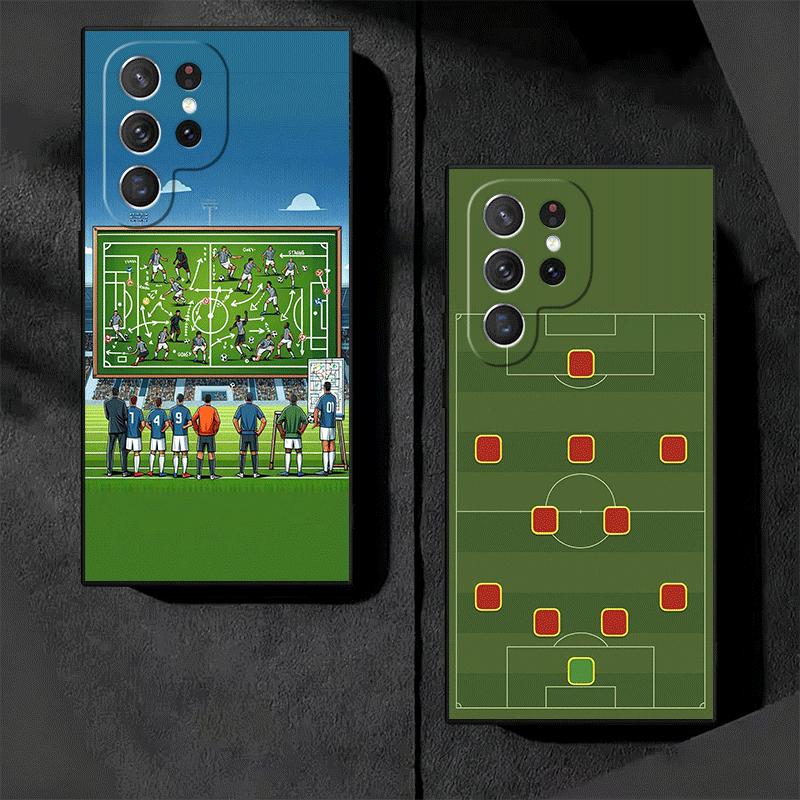 Football Soccer Tactics Time Soft Phone Case for Samsung Galaxy S26 S25 Edge S24 Ultra S23 Plus S22 S21 FE S20 Black Cover Back