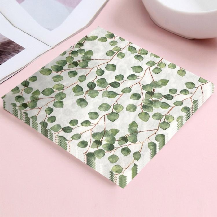 20PCs Eucalyptuses Patterneds Napkins Absorbent Dinnerware for Festives Gatherings