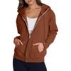 Cool Zippered Solid Color Heading Women Posted Sweatshirt Long Sleeve Casual Fashion