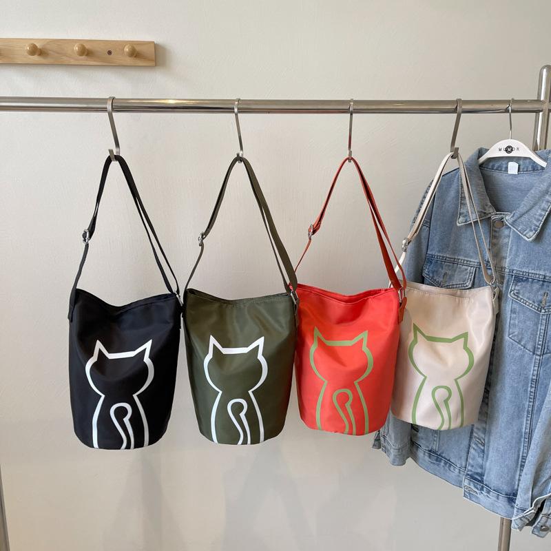 Geantă de umăr pentru femei cu imprimeu pisică Geantă tote de mare capacitate