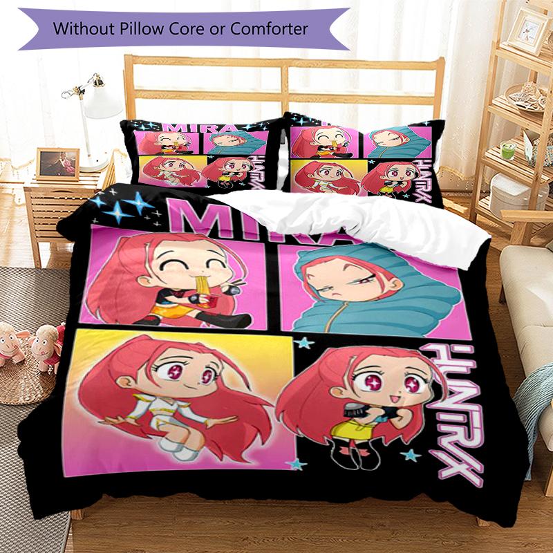 3pcs KPop Demon Hunters Bedding Set Duvet Cover Closure Includes 1 Duvet Cover & 2 Pillowcases, Soft and Comfortable for All Seasons.