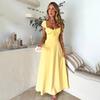 French Long Dress Slim Waist Thin Skirt Temperament Casual Solid Color Dress Summer