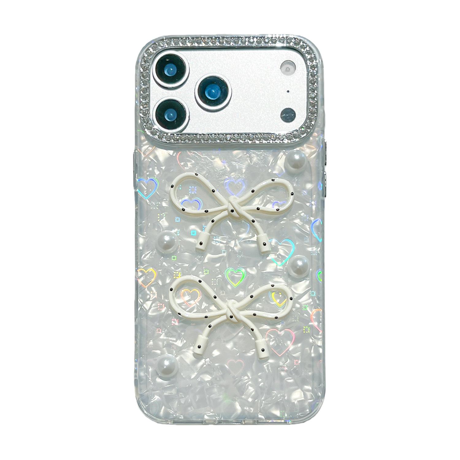 

Laser Shell Bowknot Phone Case for iPhone 14/15/16/17 Pro Max - Korean/Japanese Style 17 Pro Max