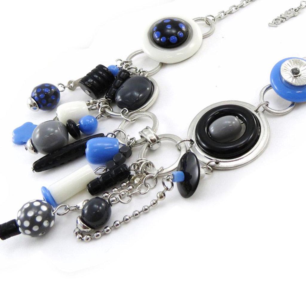NOA [J3193] - Designer Necklace 'Pimprenelle' Blue Gray