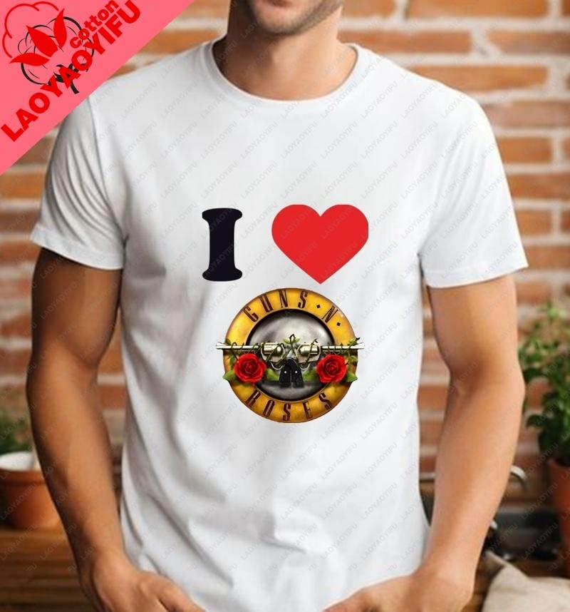 Guns N Roses Rock Band Fashion Retro Loose Shortsleeved Tshirts Summer Trend Harajuku Neutral Shirts Oversized Tshirts
