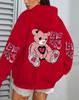 Women's Pink Love Kiss Letter Print Hoodie - Autumn Casual Loose Fit Fleece Pullover with Pocket.