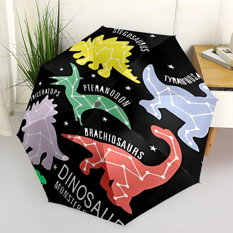 1pc Dinosaur Constellation Automatic Folding Umbrella Portable Collapsible 8-Rib Umbrella for All Seasons, Casual Outdoor Accessory, B48