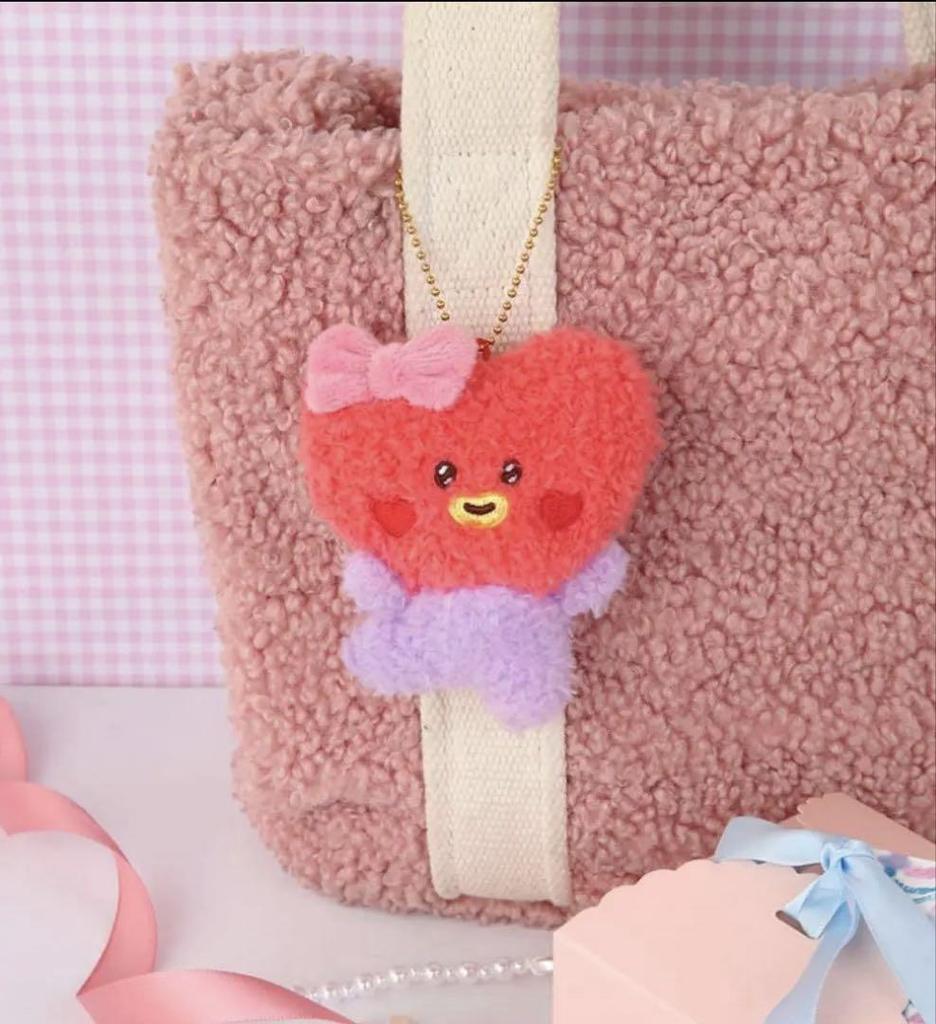 [USED] BT21 Minini Plush Key Ring LOVELY Ribbon TATA