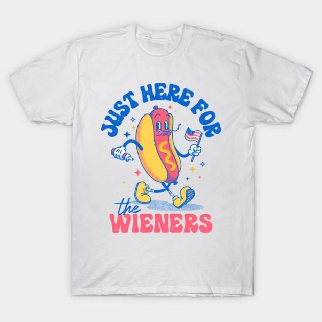 Hot Dog I'm Just Here For The Wieners 4th Of July Graphic Short Sleeve Tee