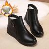 Mother's Winter Soft Leather Ankle Boots - Warm Cotton, Flat Bottom, Soft Sole, Side Zipper, for Women