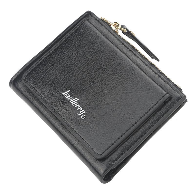 Pu Leather Short Zipper Wallet With Snap Closure For Daily Use