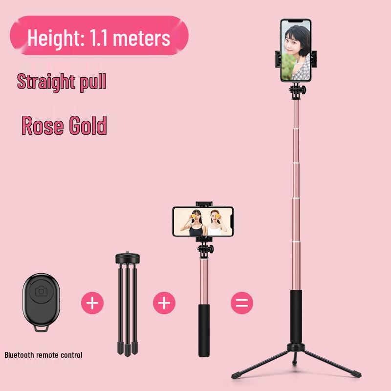 1.7m Aluminum Alloy Extendable Selfie Stick with Fill Light for Travel, Photography, Live Streaming & Tripod.