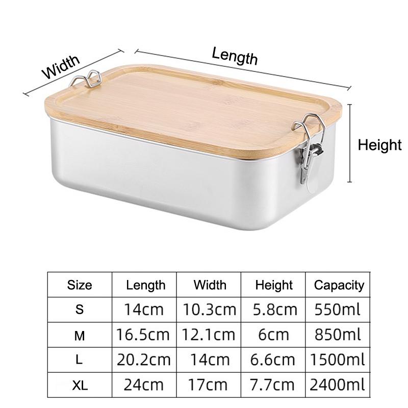 304 Stainless Steel Bamboo Lid Lunch Box, Japanese Style Lid Preservation Box, Lunch Box, Lunch Box, Food Storage Box