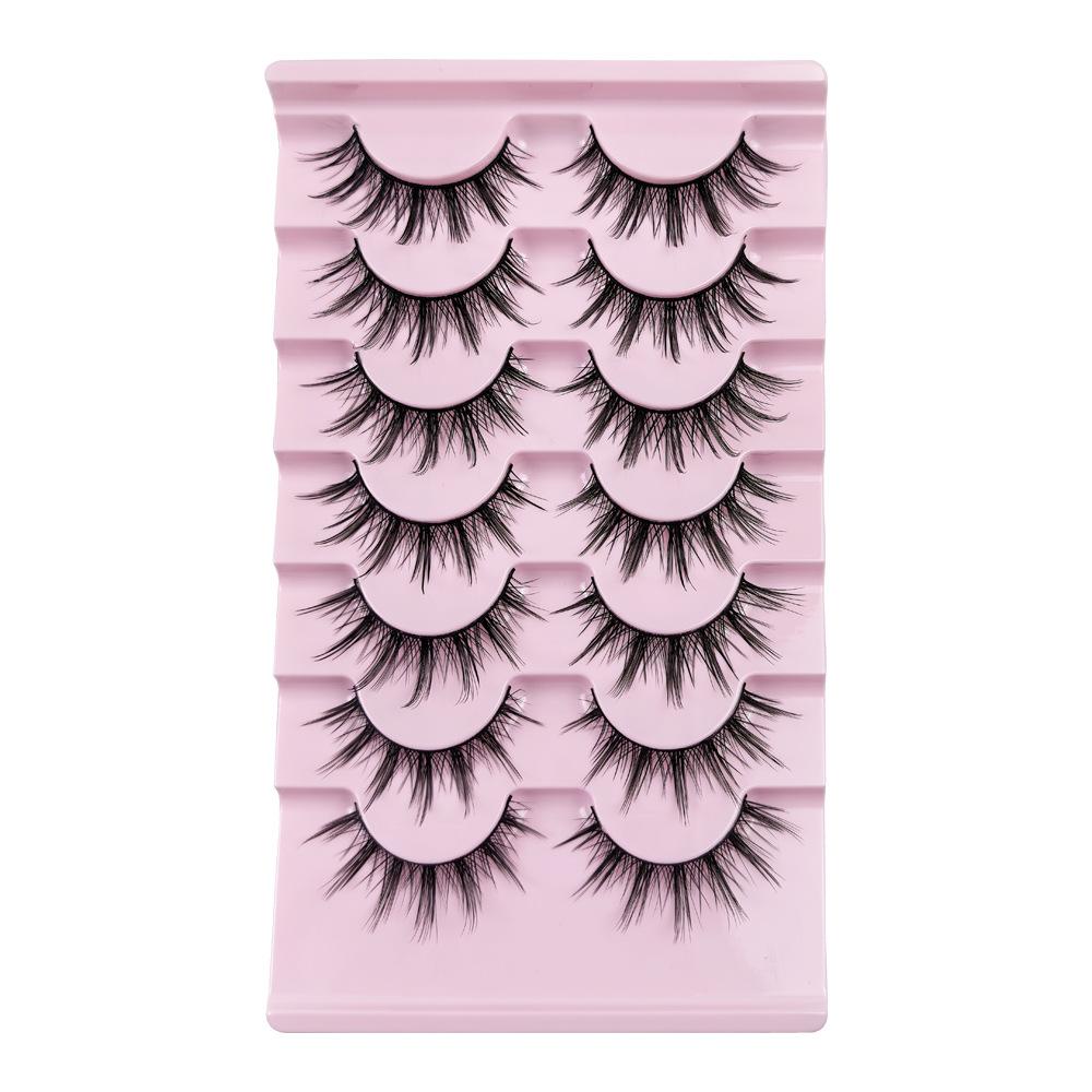 Fox Oblique Flying False Eyelashes, Half-eye Eyelashes, Dense Curled Chemical Fiber, Ten Pairs of Eyelashes