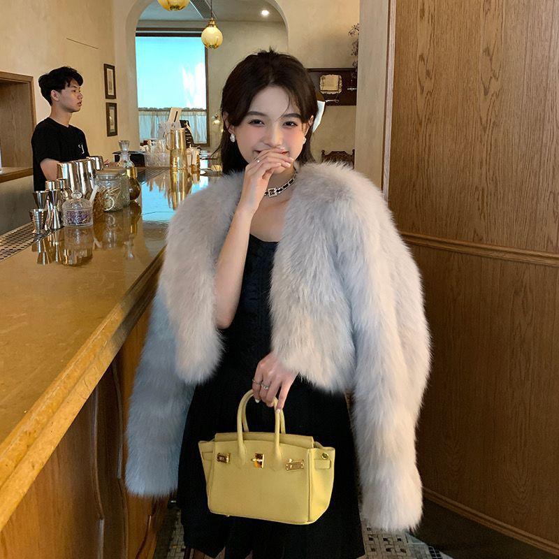 FASHION2024 winter new imitation fox hair young hair coat fur short women's top thickened winter Clothes