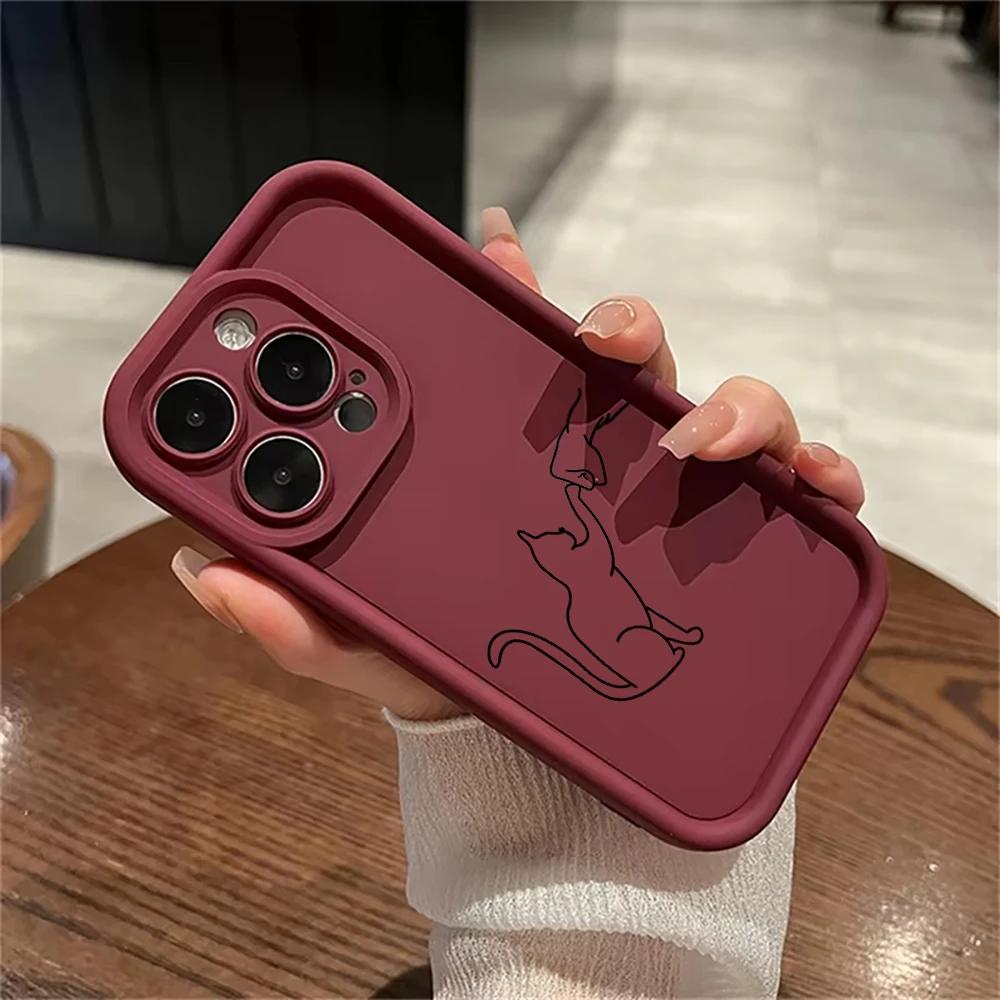 Puppy and Cat Punch Phone case iPhone 15 Pro Max 11 12 13 16 14 Plus Silicone Shockproof Case Lens protector shell