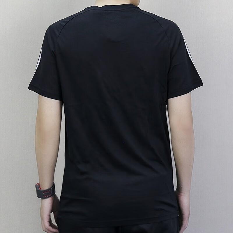 Adidas Solid Color Crew Neck Casual Short Sleeve Raglan T-Shirt Men Tops Black DM4274