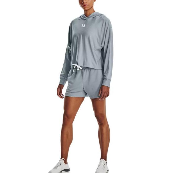 Under Armour Rival Solid Logo Loose Long Sleeve Hoodie Women Hoodie Harbor-Blue 1376992-465