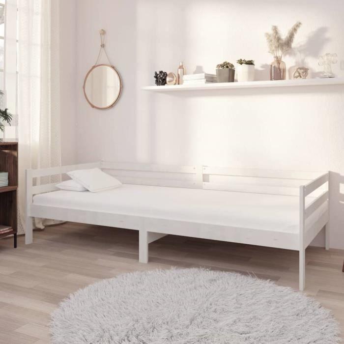 VidaXL Daybed with Mattress 90x200 Cm White Solid Pine Wood 3083575