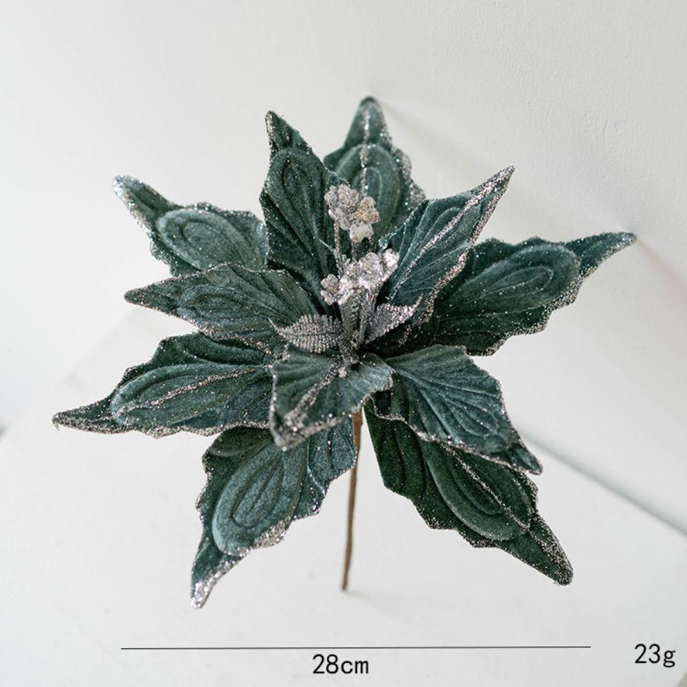 Glitzer Weihnachts-Poinsettia Blume Realistisch 28cm Weihnachtsbaum Hängeblume Handgefertigt Künstliche Weihnachtsbaumdeko 2025 Neues Jahr