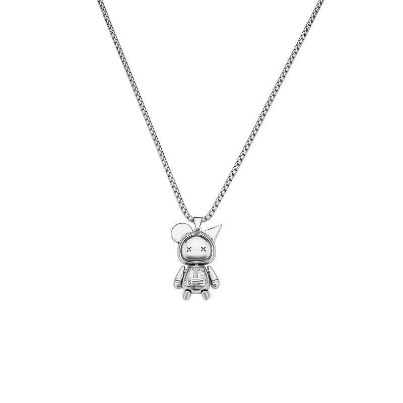 Wind Movable Doll Necklace Men'S Titanium Steel Non-Fading Chain Hip-Hop Personality Little Monster Pendant Women'S Summer Tide