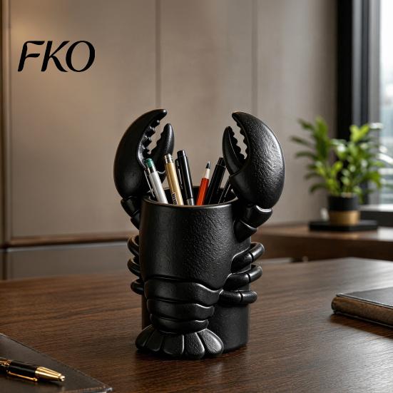 Multifunctional Pen Cup Lobster Holder, Halloween Funny Sea Animal Pencil Stand, Creative Large Diameter Desk Organizer for Brushes Makeup Tools,
