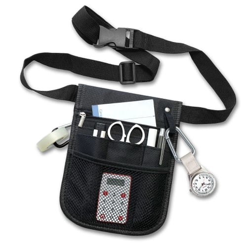 

micewaters [Nurse-Designed] Nurse Pouch (8 Pockets/Reversible) 2-Way Work Use (Black)
