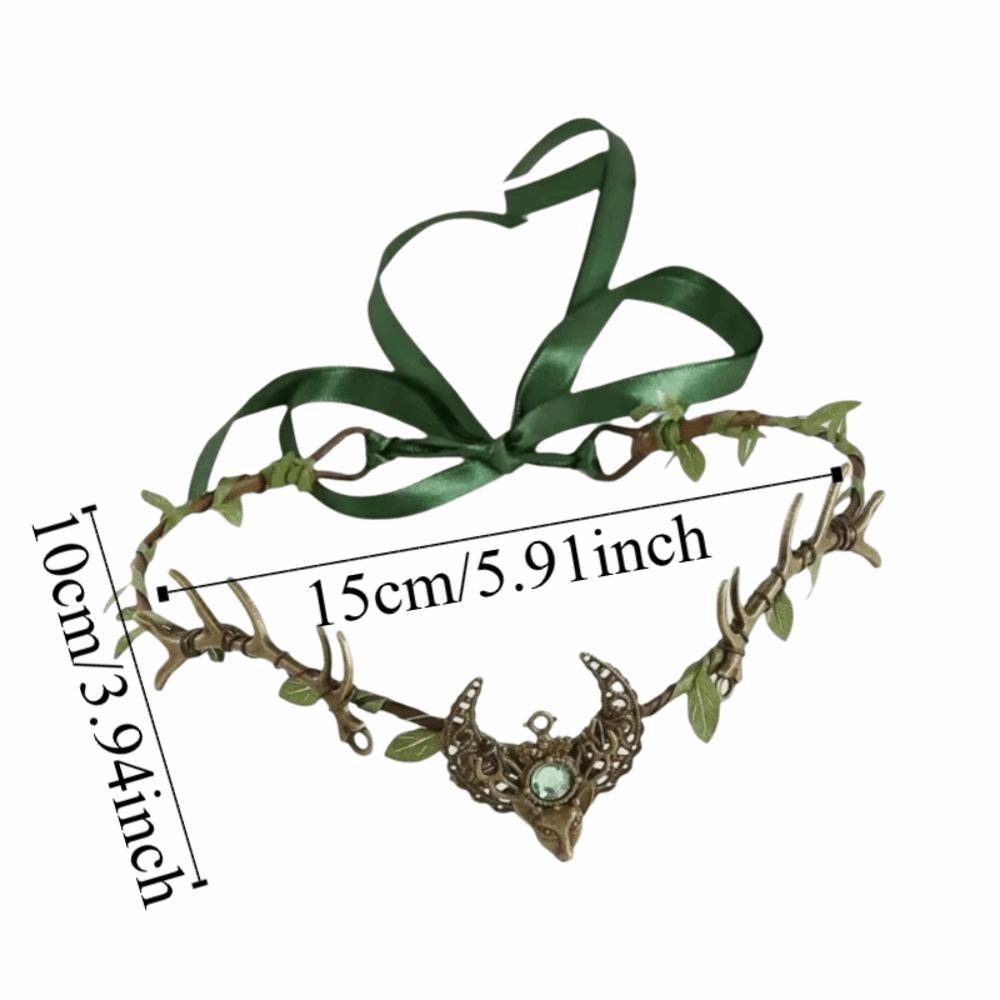 Festival Vine Elven Crown Fantasy Diadem Elf Tiara Simulate Tree Leaves Rhinestone Decorated Fairy Headpiece Costume Accessories