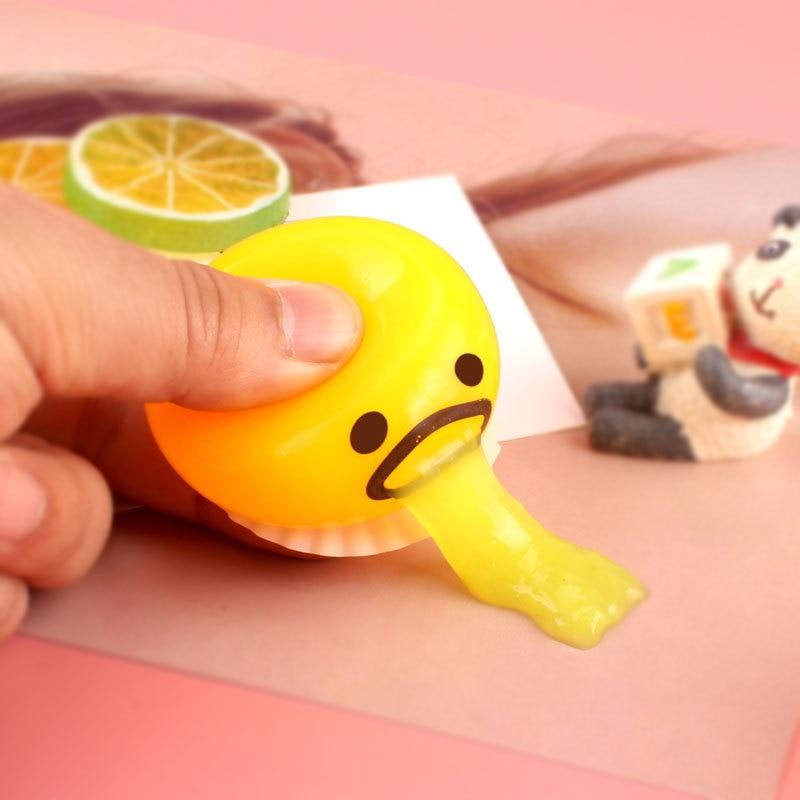 1 Pcs Squishy Puking Egg Yolk Stress Ball with Yellow Goop Relieve Stress Toy Funny Squeeze Tricky AntiStress Disgusting Egg Toy KTY
