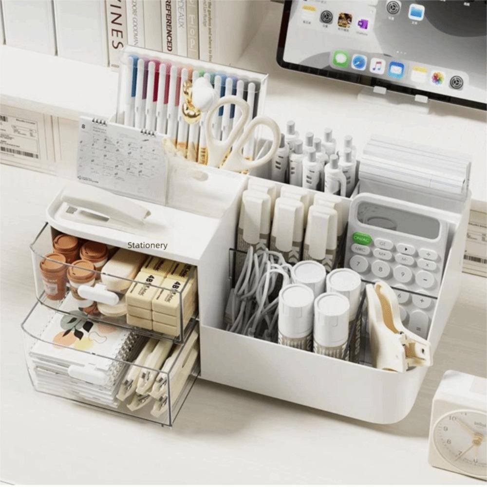 Multifunctional Desktop Storage Organizer with Drawers Cosmetics Organizer  Office Supplies