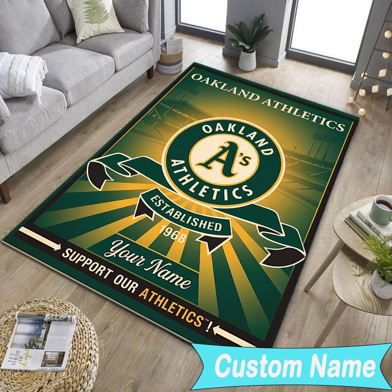 Custom NameAthletics Oakland Emblem Carpet, Indoor Rug, Chair Rug, Living Rooms, Doormat Made From Polyester Home Decor Birthday Christmas Gifts