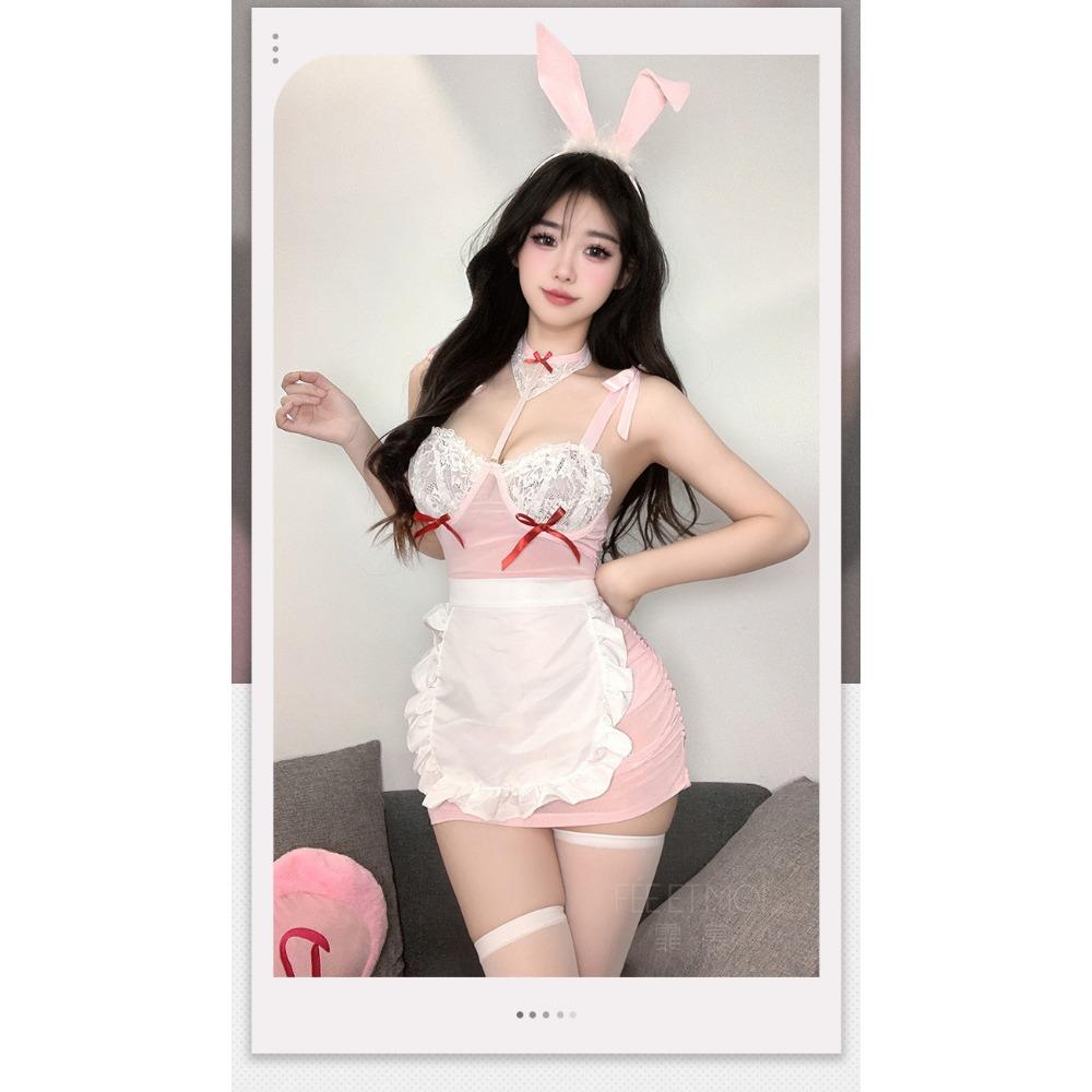 Domila's New Cute Milk Bunny Girl Steel Ring Perspective Suit, Sexy Underwear, Sexy Ditch Girl Uniform