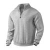 2026 Men's Casual Stand-up Collar Jacquard Sweatshirts Solid Color Long Sleeve Half Zipper Pullover Hoodies Street Fashion Men's Clothing