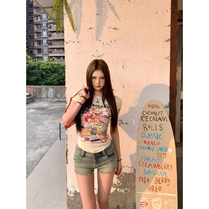 New Printed Short-sleeved T-shirt Summer Round Neck Top