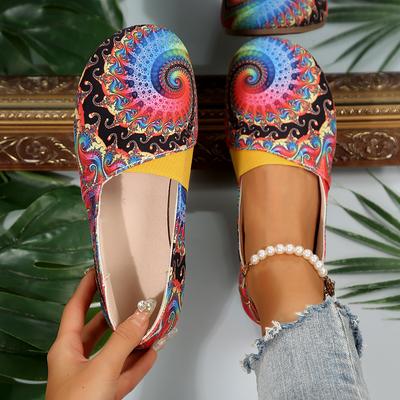 Fashion Women Flats Retro Printed Single Flat Shoes Autumn New Casual Fashion Sneakers Anti Slip Wear-resistant Loafers Women Flat Shoes