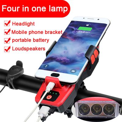 4 In 1 Bicycle Strong Light Headlight Set With Horn Mobile Phone Holder For Bike MTB Light 909
