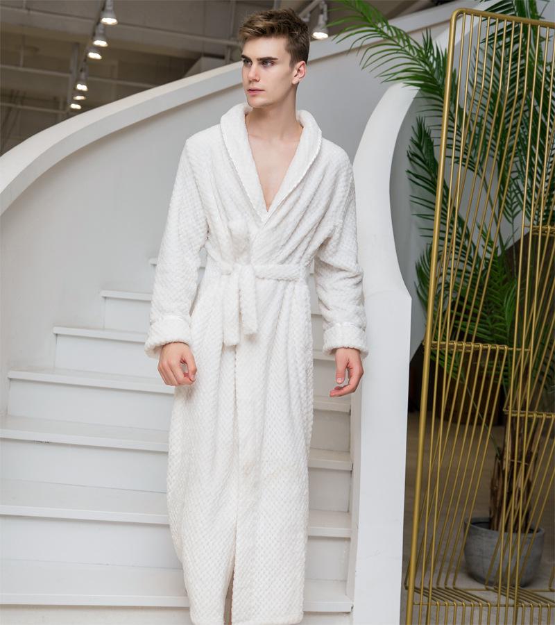Women's and Men's Thick Flannel Morning Robe for Autumn/Winter Home Wear