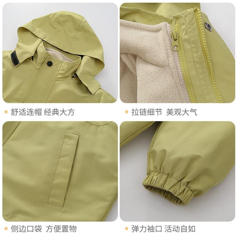 Boys 3 In 1 Windproof Waterproof Thickened Outdoor Windbreaker Kids Winter Jacket
