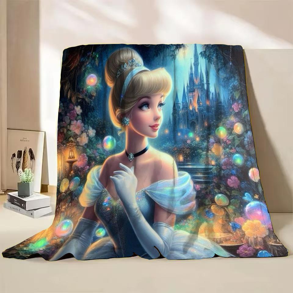 Disney Cinderella Flannel Thin Blanket.Four Season Blanket. Travel Picnic,for Sofa,Beds,Living Rooms,Fluffy Blanket Gifts