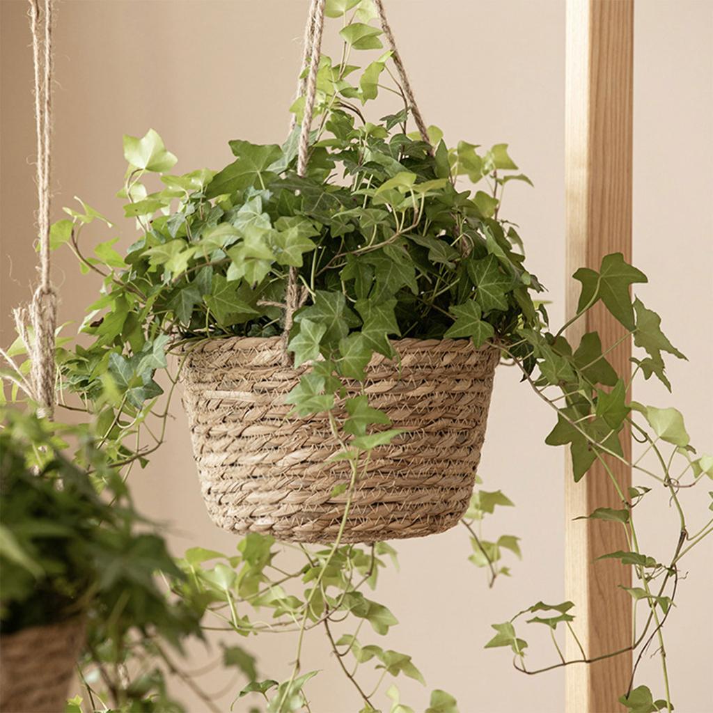 Comfortable Handmade Woven Hanging Planter Plant Flower Pot Holder Basket for Garden Outdoor Indoor Courtyard Decoration