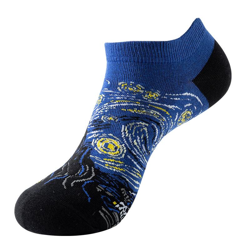 Spring Summer Socks Cute Funny Harajuku Cartoon Men Boat Oil Painting Food Casual Cotton Short Socks for Female Sox