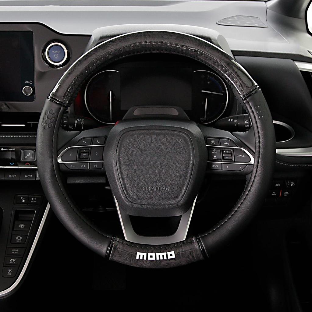 MOMO LUXURY WOOD Steering Wheel Cover, Italy, Milan, Size M, Black/Black Wood