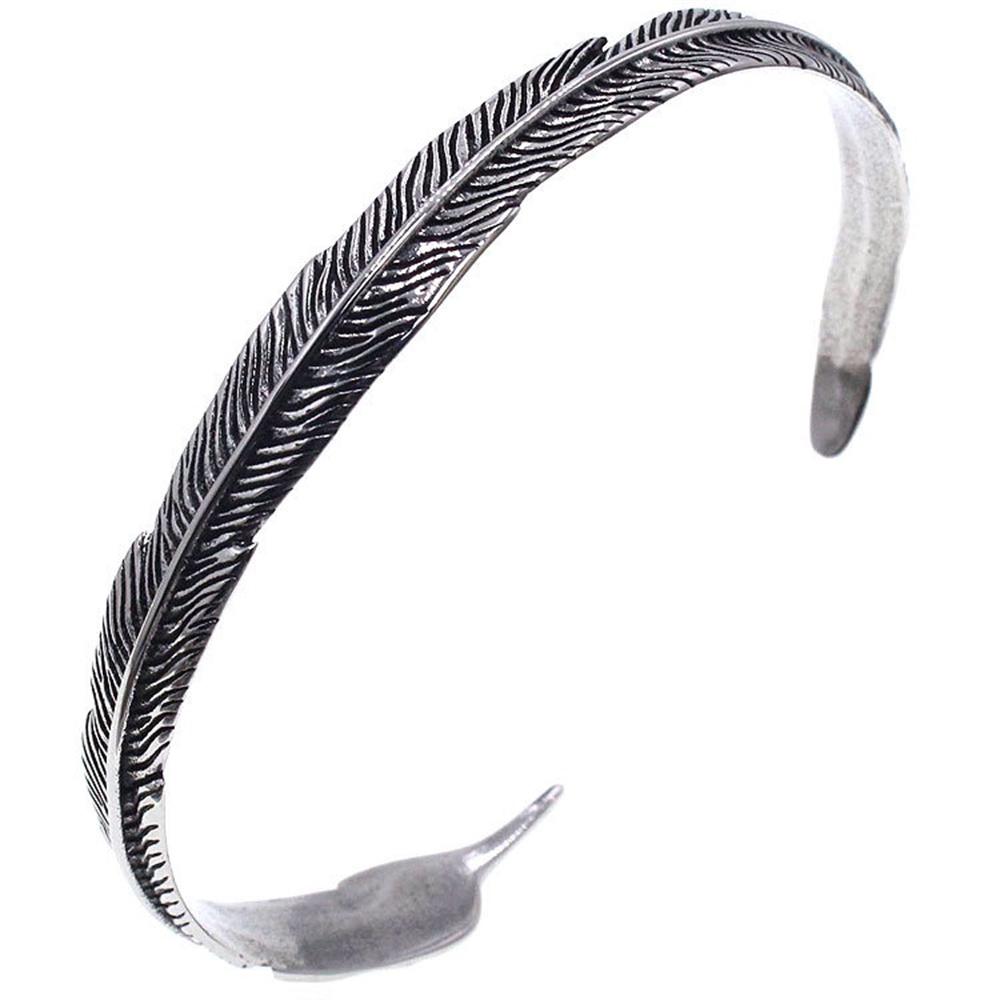 

Браслет-манжета Перо из нержавеющей стали 316L, байкерский, панк, регулируемый, унисекс