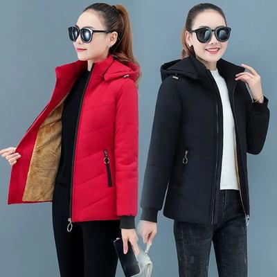 Women Add Velvet Cotton Jacket Female Winter Fleece Warm Hood Fashion Coat Ladies Down Padded Jackets S- 5XL Coat Plus Size