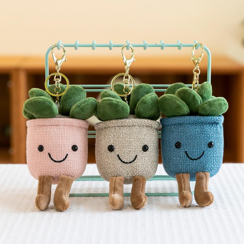 New birthday cake plush potted flower 4 inch keychain small pendant grab machine doll gift