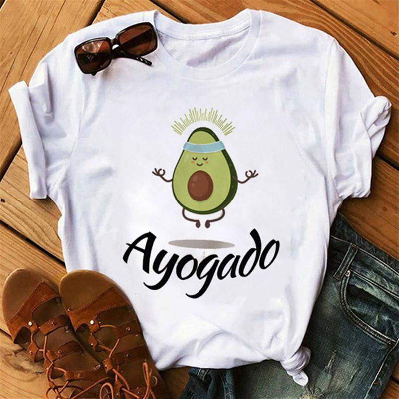 Maglietta Casual Harajuku da Donna Maycaur con Stampa di Avocado Estate Manica Corta T-shirt Casual Girocollo