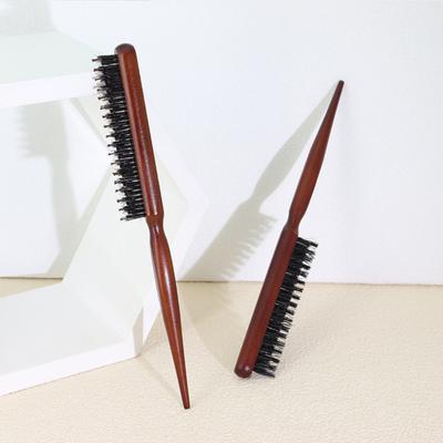 1/2Pcs Boar Bristle Teasing Hair Brush Wooden Long Handle Curl Fluffy Hair Rat Tail Comb Women Thin Thick Hair Styling Detangling Comb