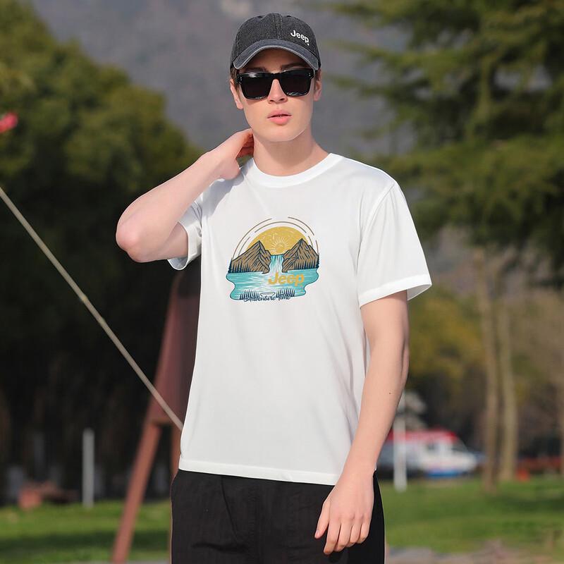 JEEP Men's Solid Casual Drop Shoulder T-shirt